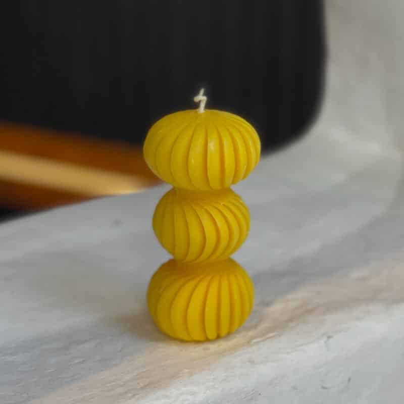 شمع دکوراتیو توپک سه طبقه زرد -Candle